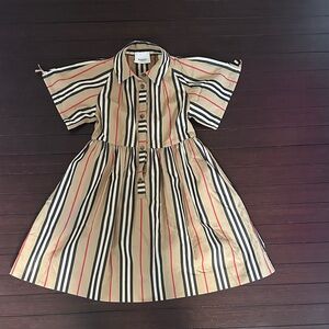 Burberry Kids Dress with Stripes in Tan and Black